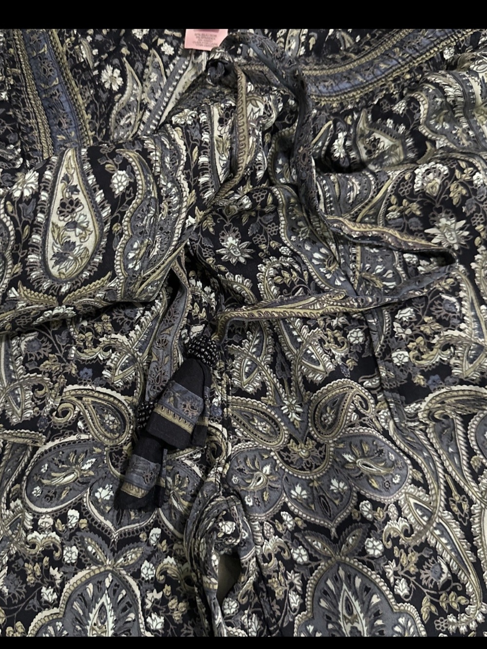 Calypso St. Barth Silk Pants Cropped Pull On Jogger Stretch Gray Paisley Size M - Picture 8 of 11